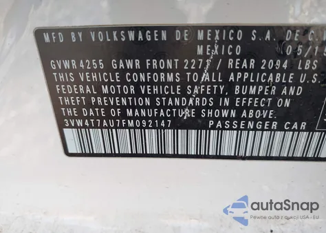 2015 Volkswagen Golf Gti 2.0T Se 4-Door from USA, damaged, VIN 3VW4T7AU7FM092147